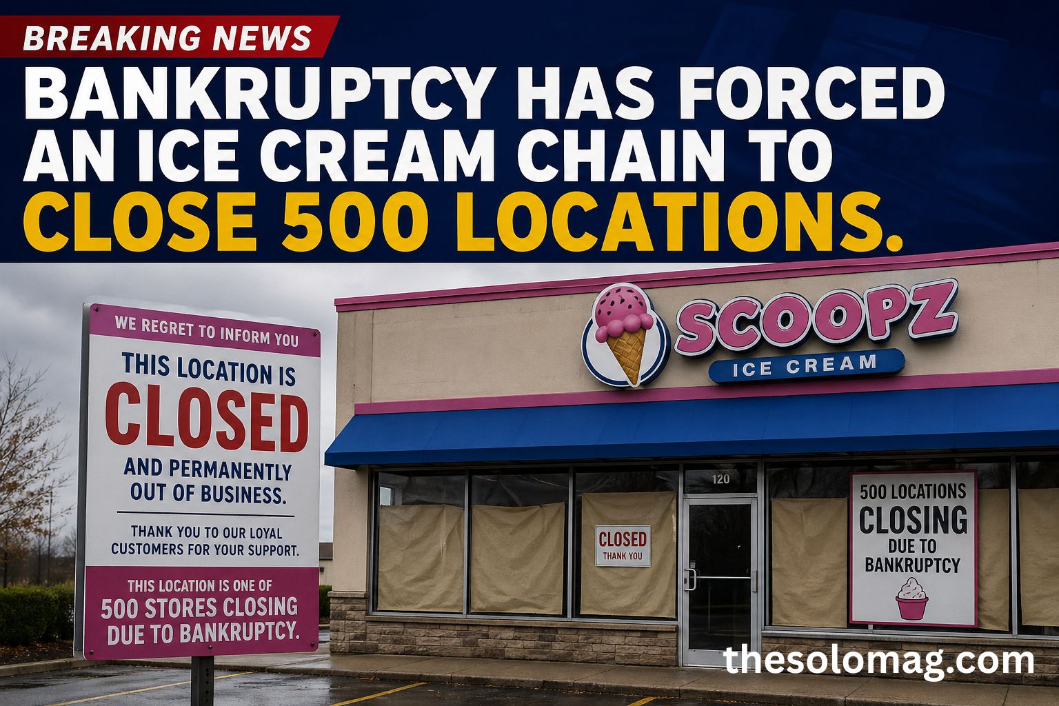 Bankruptcy has forced an ice cream chain to close 500 locations.